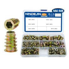 Zinc Alloy Hexagon Head Furniture Screw M4 M5 M6 M8 Outside Threaded Nut Kits Wood Insert Nut